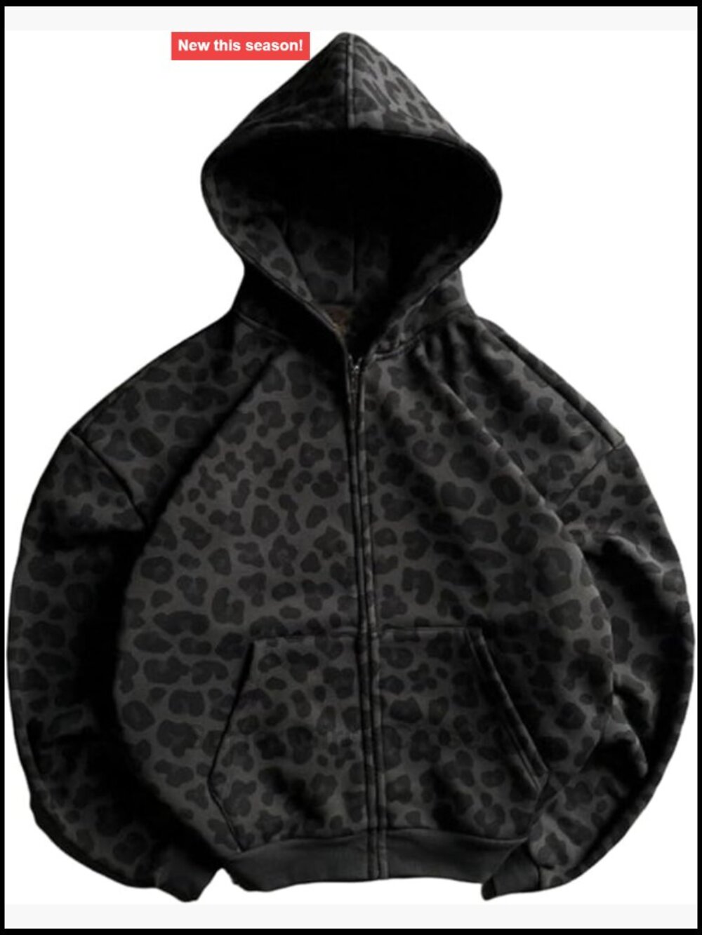 Y2k Grunge Leopard Printed Zip Up Hoodie Oversized Emo Goth Streetwear Jacket